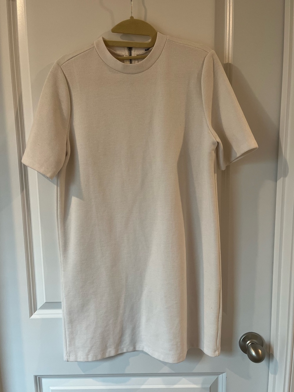 White Short Sleeve Structured Dress